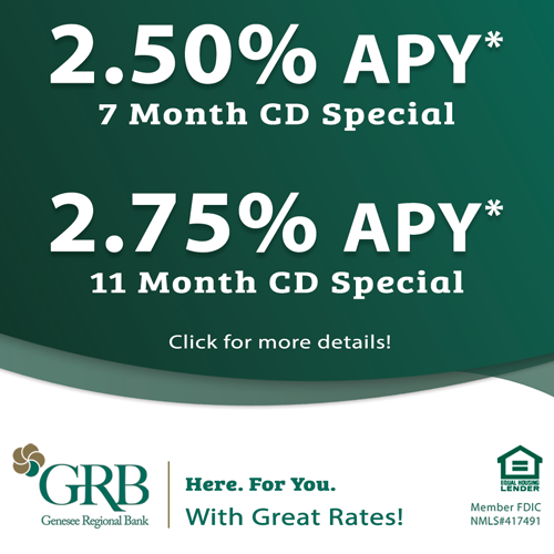 CD rate special graphic 2.50% APY for 7 months and 2.75% APY for 11 months