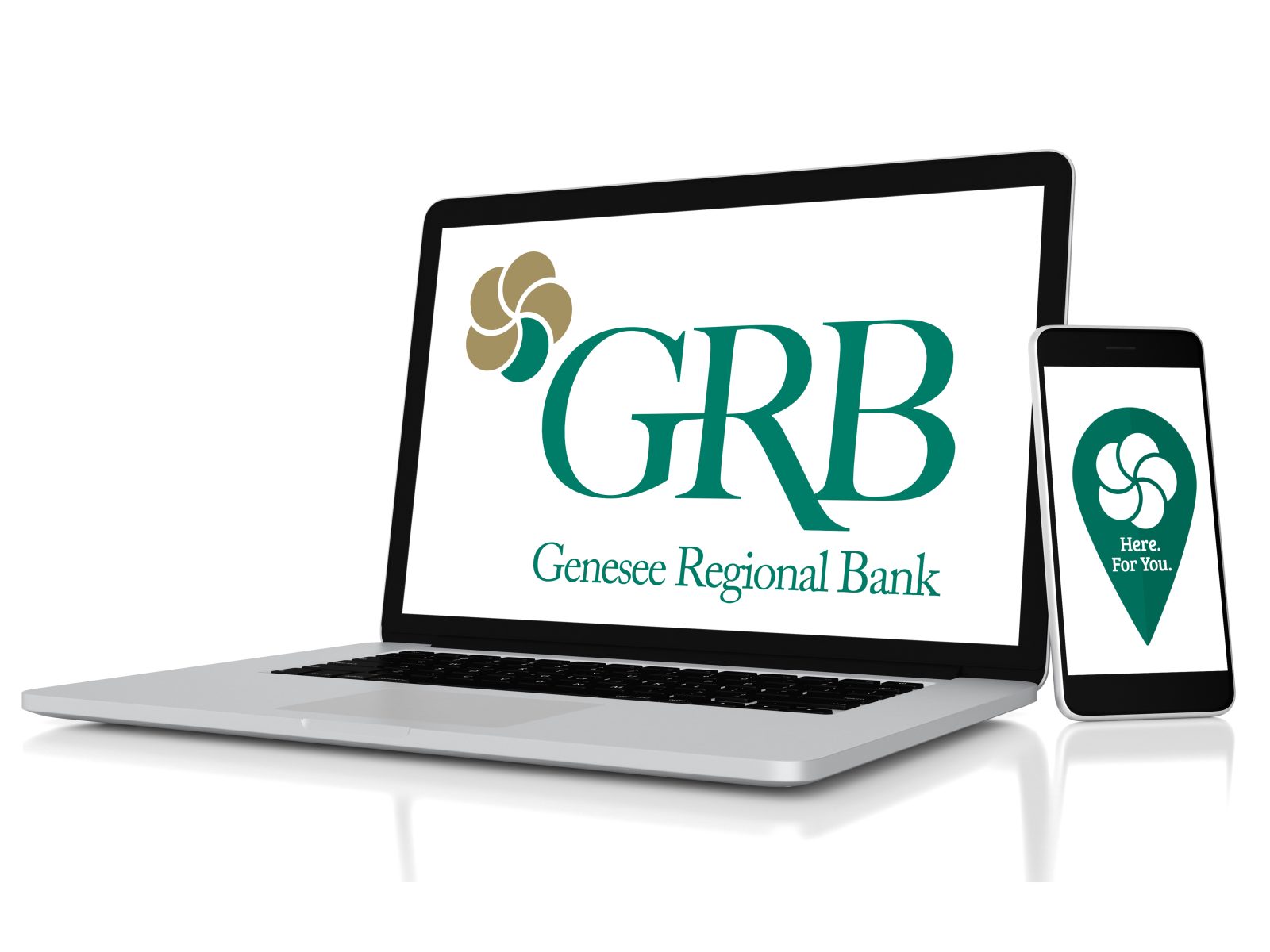 Computer and mobile phone with GRB logo