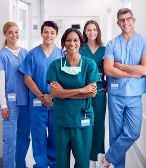 Group of medical professionals involved in a healthcare or dental practice