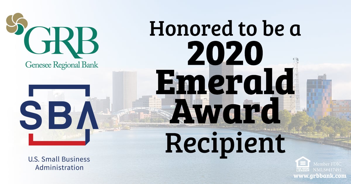 GRB recognized by the SBA as an Emerald Award recipient for 2020