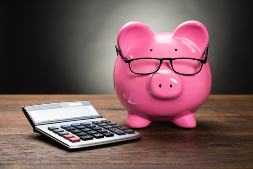 Piggy bank and calculator photo