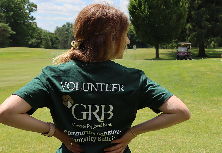 GRB employee wearing a volunteer shirt